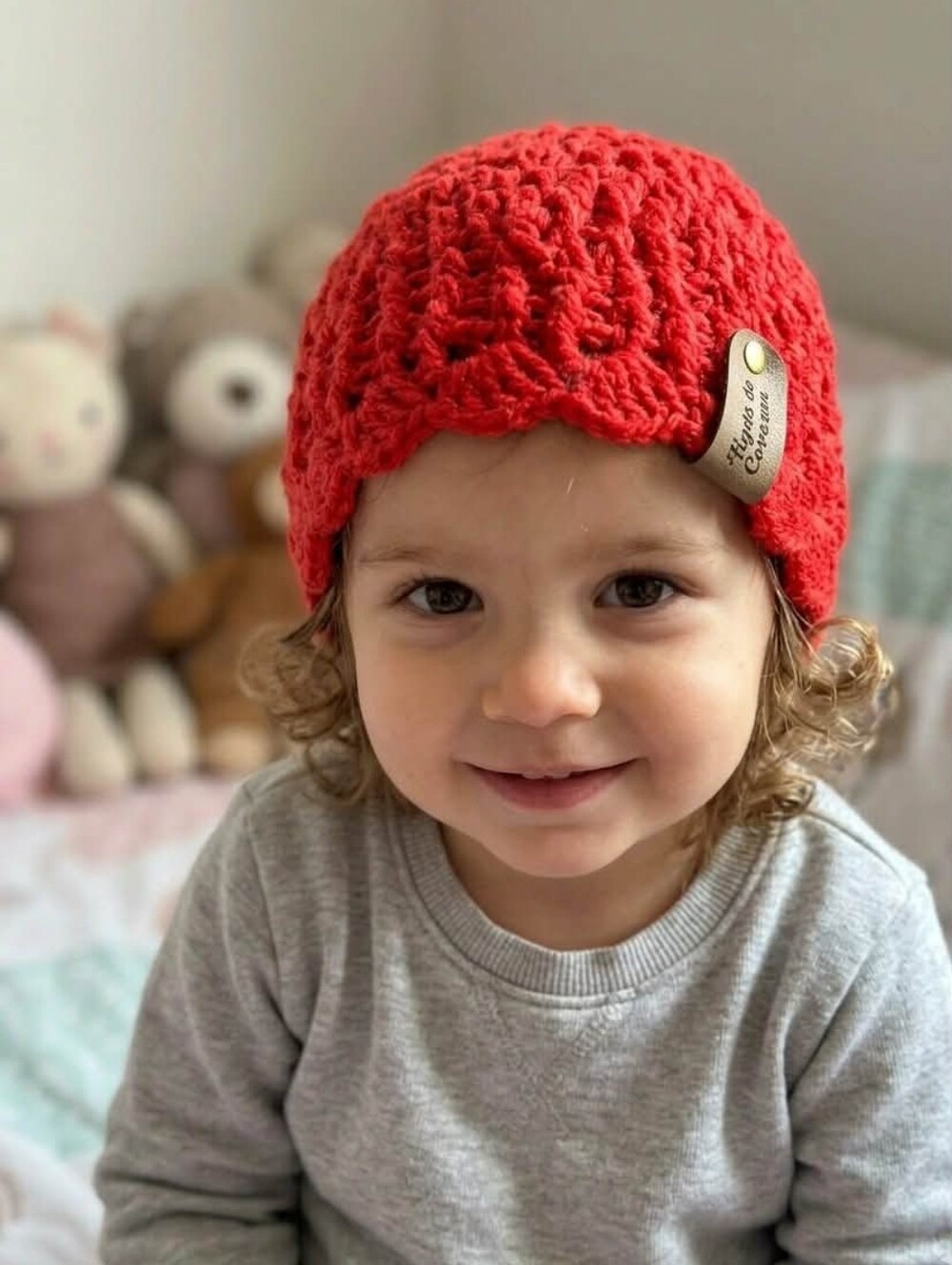 Handmade Red Crochet Kids Beanie HAT WINTER accessories NWT